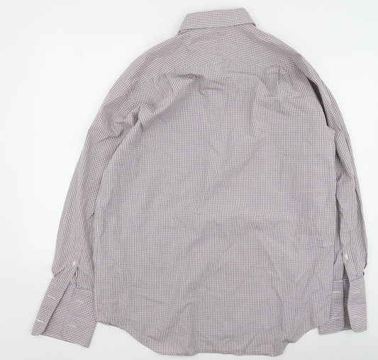 Savile Row Mens Multicoloured Plaid Cotton Button-Up Size 42 Collared