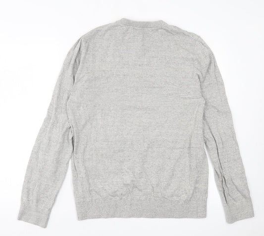 H&M Mens Grey Crew Neck Cotton Pullover Jumper Size L