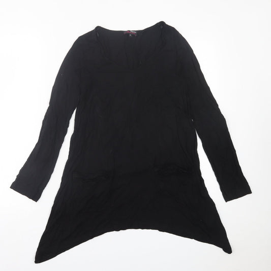 Papaya Womens Black Viscose A-Line Size 10 Crew Neck Pullover