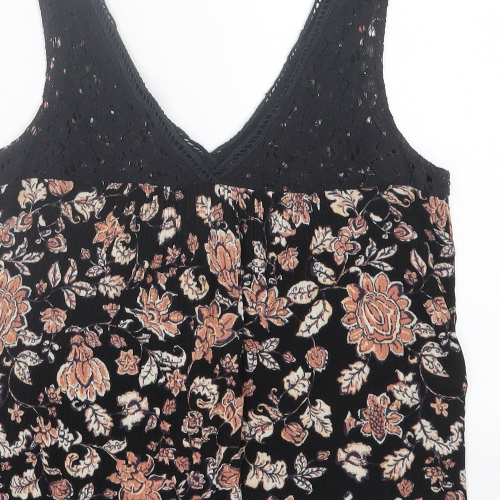Womens UK Size XS Lily White Black Basic Tank