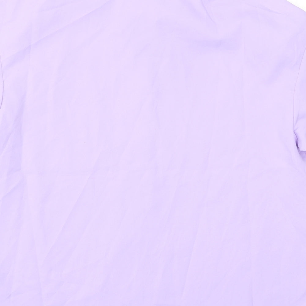 SheIn Womens Purple Polyester Basic Button-Up Size XS Collared