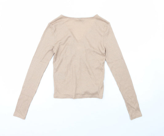 H&M Womens Beige Polyester Pullover Sweatshirt Size 4