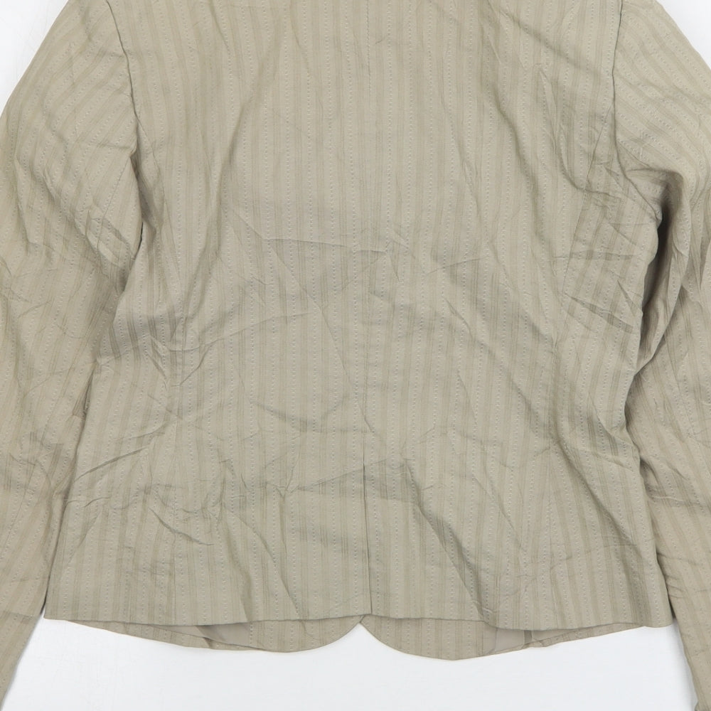 H&M Womens Beige Striped Cotton Jacket Suit Jacket Size 6