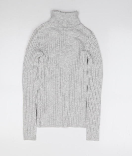 Primark Girls Grey Roll Neck Viscose Pullover Jumper Size 10-11 Years Pullover - Ribbed