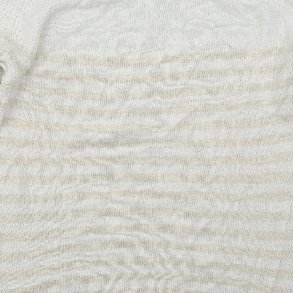 Gap Womens Beige Boat Neck Striped Cotton Pullover Jumper Size S