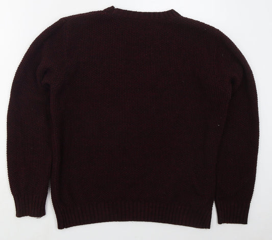 Cedar Wood State Mens Purple Crew Neck Acrylic Pullover Jumper Size L