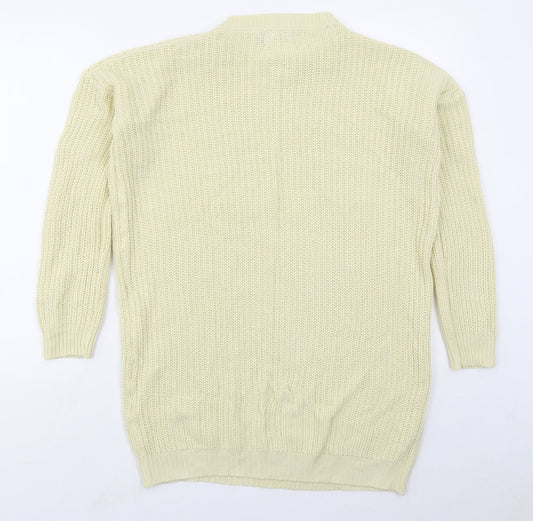 PRETTYLITTLETHING Womens Yellow Acrylic Jumper Dress Size M Crew Neck Pullover
