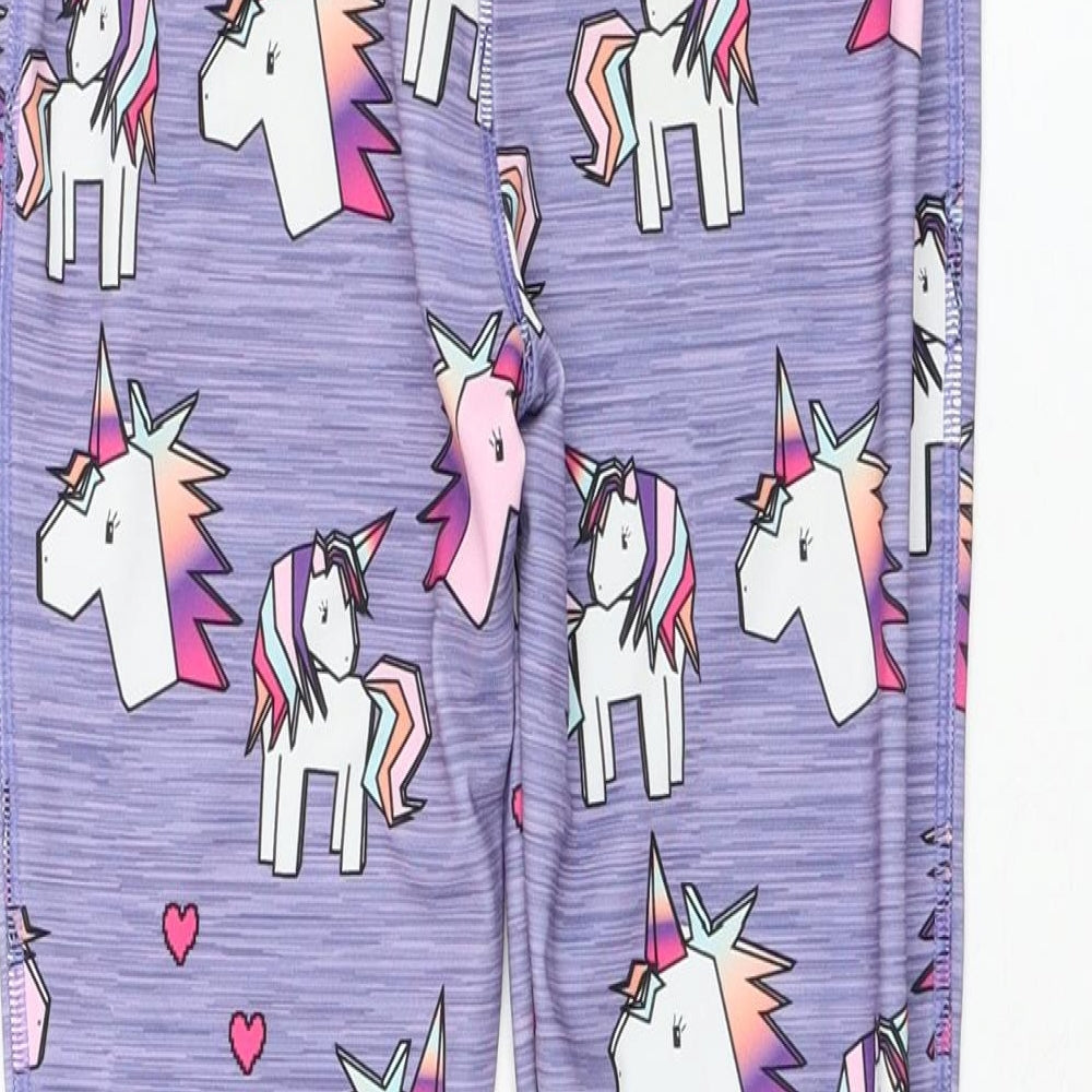 NEXT Girls Purple Polyacrylate Fibre Jogger Trousers Size 9 Months Regular Pullover - Unicorn, Leggings