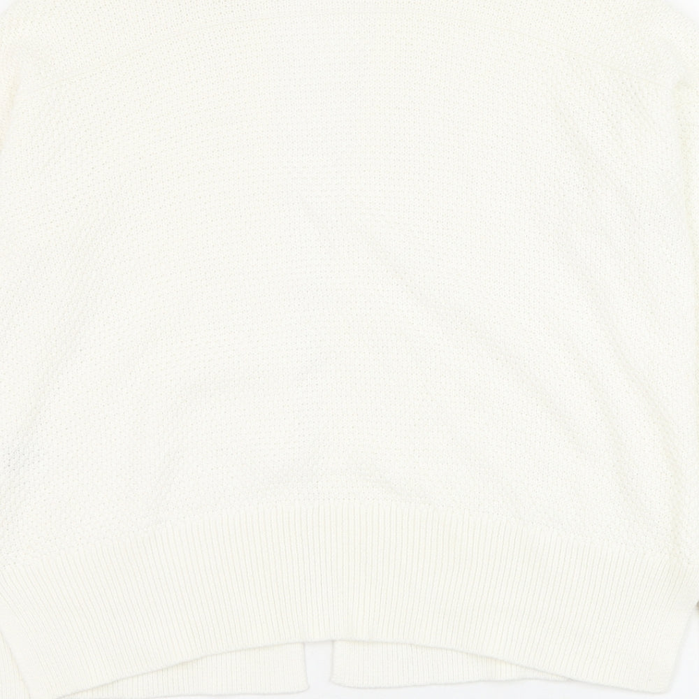 Gap Womens White Square Neck Cotton Cardigan Jumper Size S