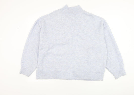 F&F Womens Blue Mock Neck Polyester Pullover Jumper Size 14