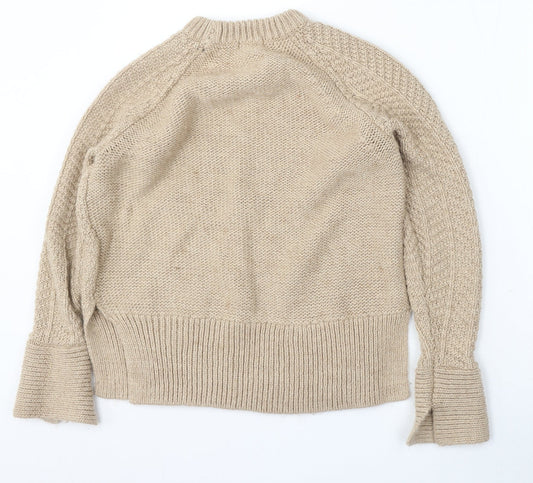 H&M Womens Beige Round Neck Acrylic Pullover Jumper Size XS