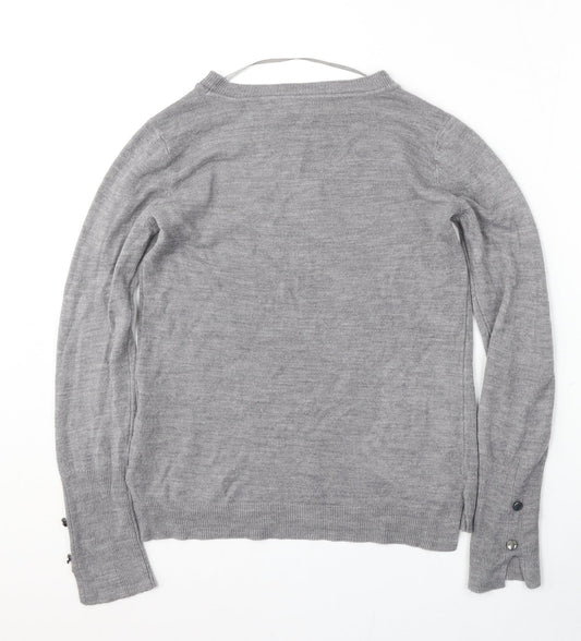 Primark Womens Grey Round Neck Acrylic Pullover Jumper Size XS