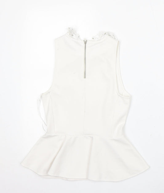 Womens UK Size 8 Topshop White Basic Blouse