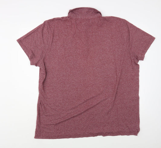 George Mens Red Polyester Polo Size 2XL Collared Button