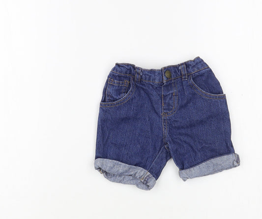 Primark Baby Blue Cotton Cropped Trousers Size 9-12 Months Snap