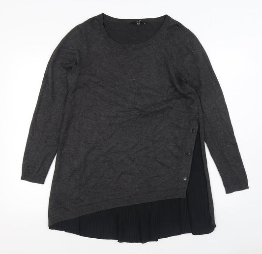 Yest Womens Grey Viscose Jumper Dress Size 12 Scoop Neck Pullover