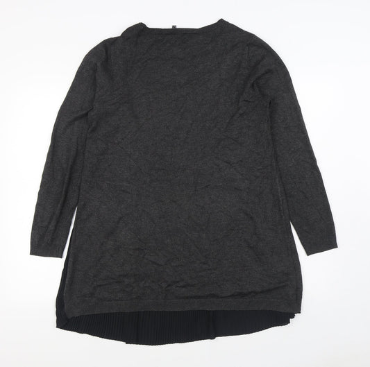 Yest Womens Grey Viscose Jumper Dress Size 12 Scoop Neck Pullover