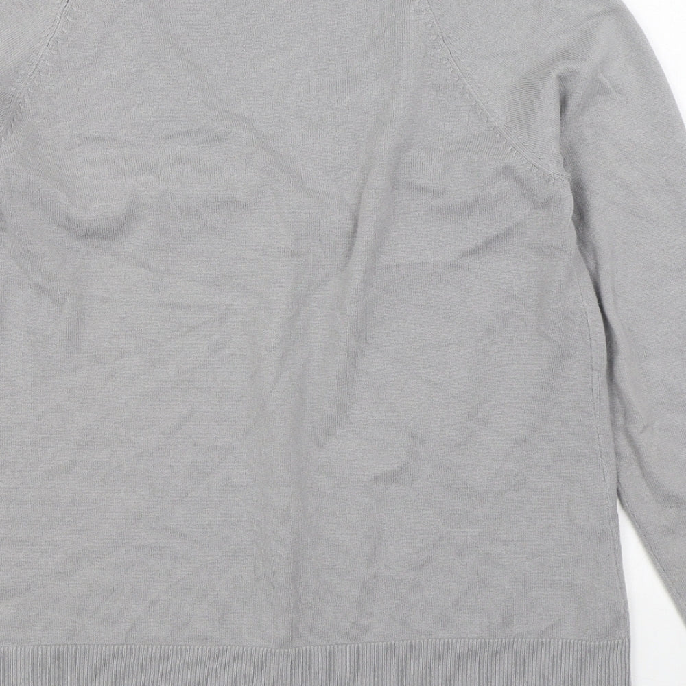 R Essential Womens Grey V-Neck Acrylic Cardigan Jumper Size 10