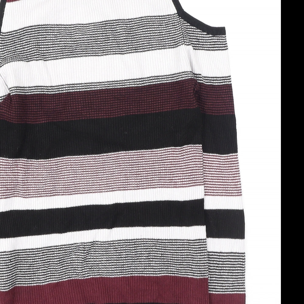Primark Womens Multicoloured High Neck Striped Viscose Pullover Jumper Size 12