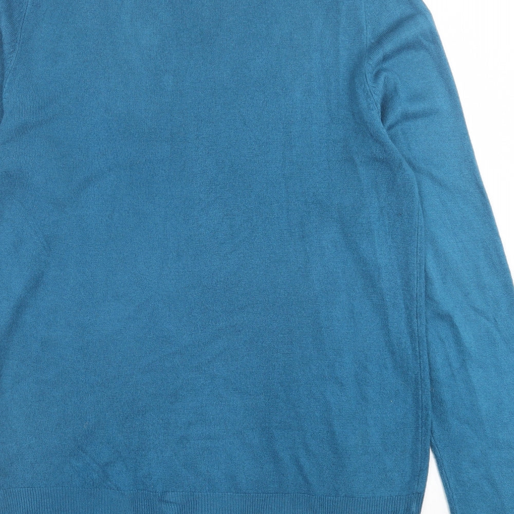F&F Mens Blue Crew Neck Acrylic Pullover Jumper Size M