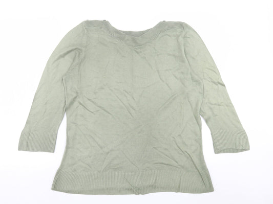 Original Womens Green Boat Neck Acrylic Pullover Jumper Size 16