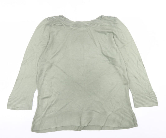 Original Womens Green Boat Neck Acrylic Pullover Jumper Size 16