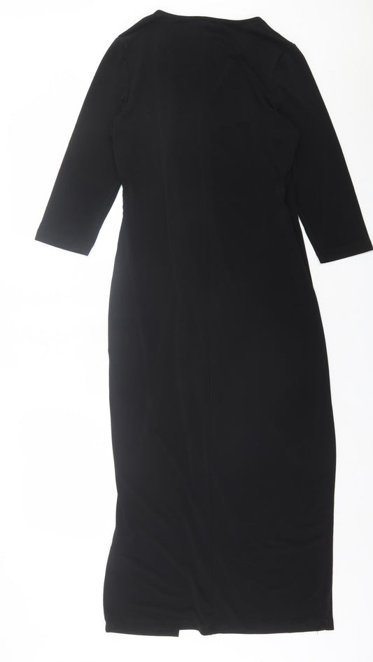 Savoir Womens Black Polyester A-Line Size 12 V-Neck Pullover