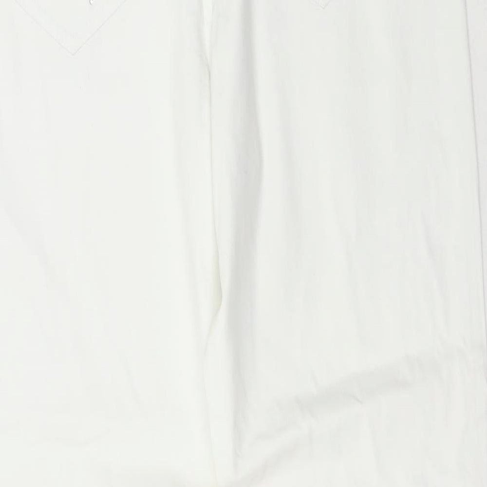 Via Veneto Womens White Cotton Straight Jeans Size 14 L25 in Regular