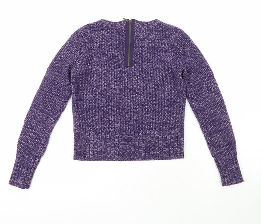 Preworn Womens Purple Crew Neck Wool Pullover Jumper Size L