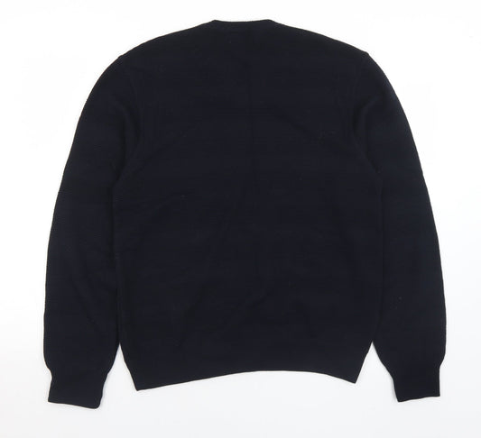 Marks and Spencer Mens Blue V-Neck Acrylic Pullover Jumper Size S