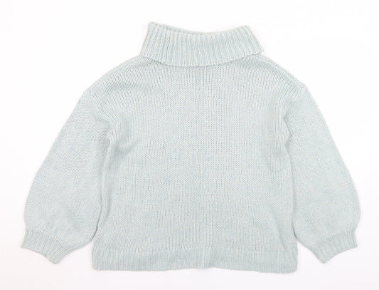 TU Womens Blue Roll Neck Acrylic Pullover Jumper Size 14