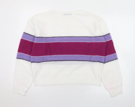 SheIn Womens Multicoloured Round Neck Striped Polyester Pullover Jumper Size S