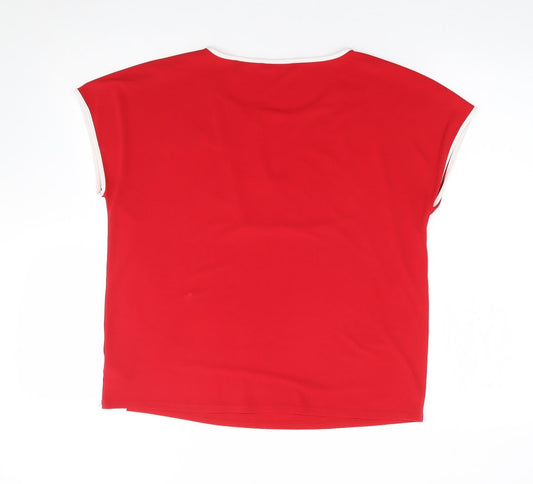 ESpirit Womens Red Polyester Jersey T-Shirt Size M Crew Neck