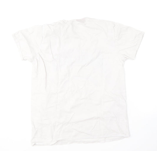 F&F Womens White Cotton Basic T-Shirt Size M Round Neck - Heroes