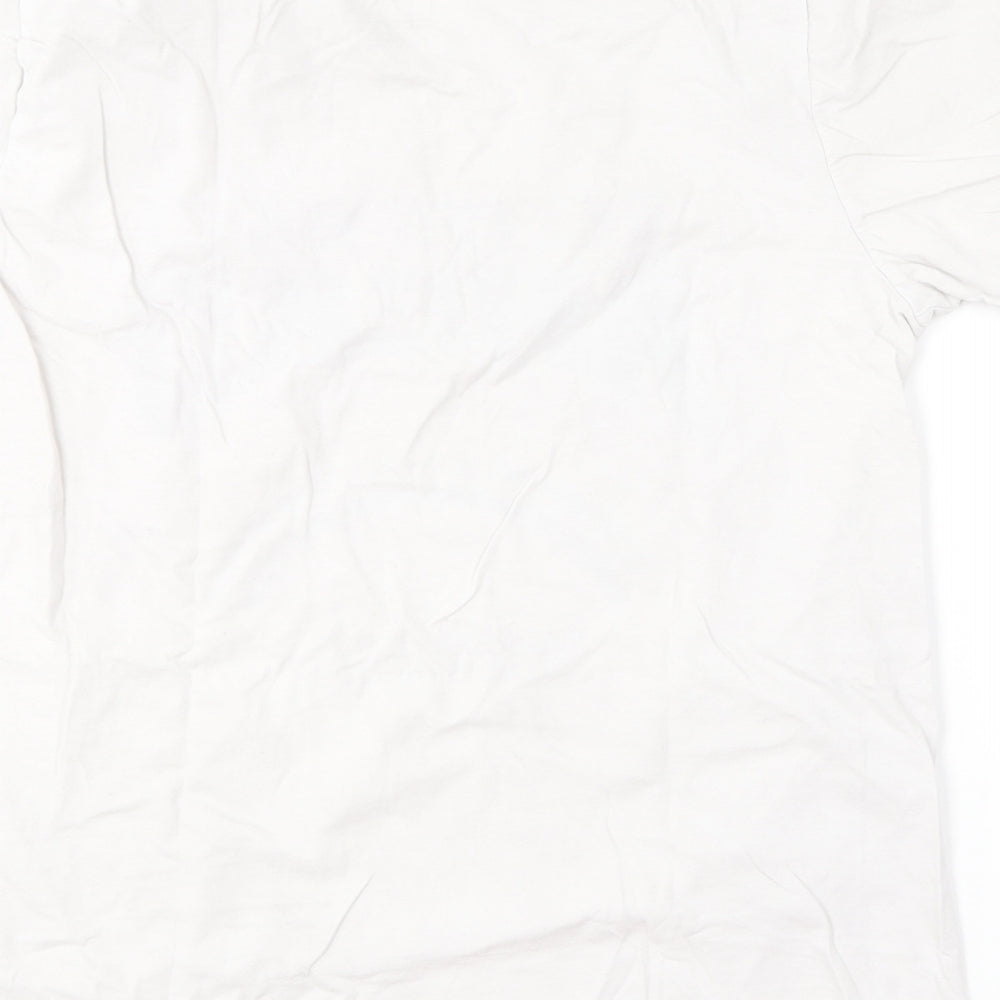 F&F Womens White Cotton Basic T-Shirt Size M Round Neck - Heroes