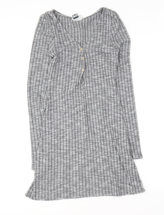 ASOS Womens Grey Polyester Bodycon Size 10 V-Neck