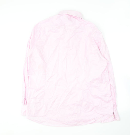 Mens UK Size 17 Hammond & Co Pink Button-Up Long Sleeve Casual Shirt