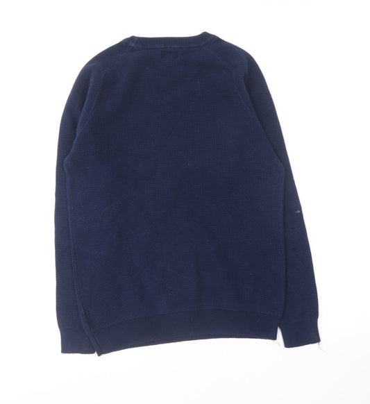 NEXT Mens Blue Round Neck Cotton Pullover Jumper Size S