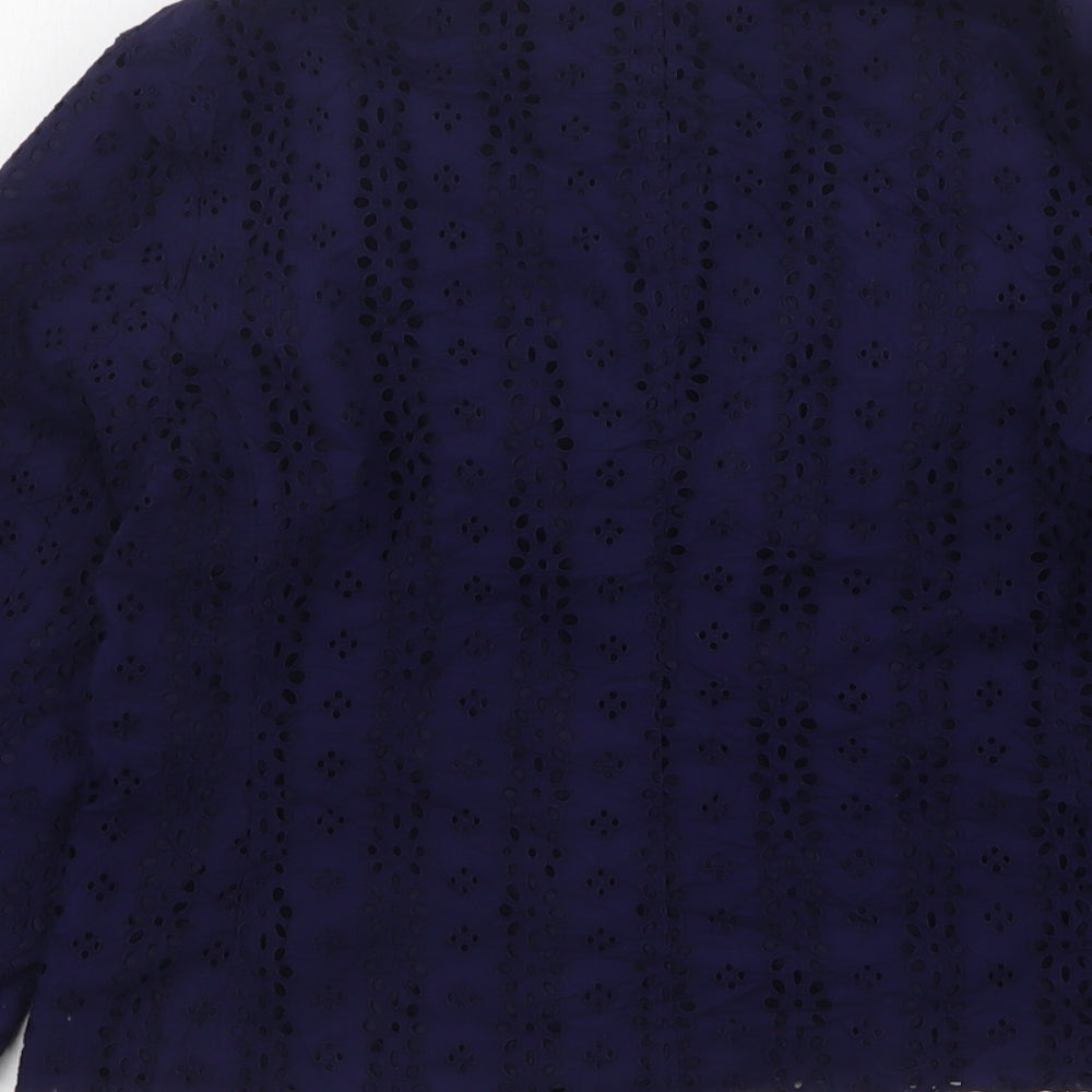 Marks and Spencer Womens Blue Floral Cotton Jacket Suit Jacket Size 14