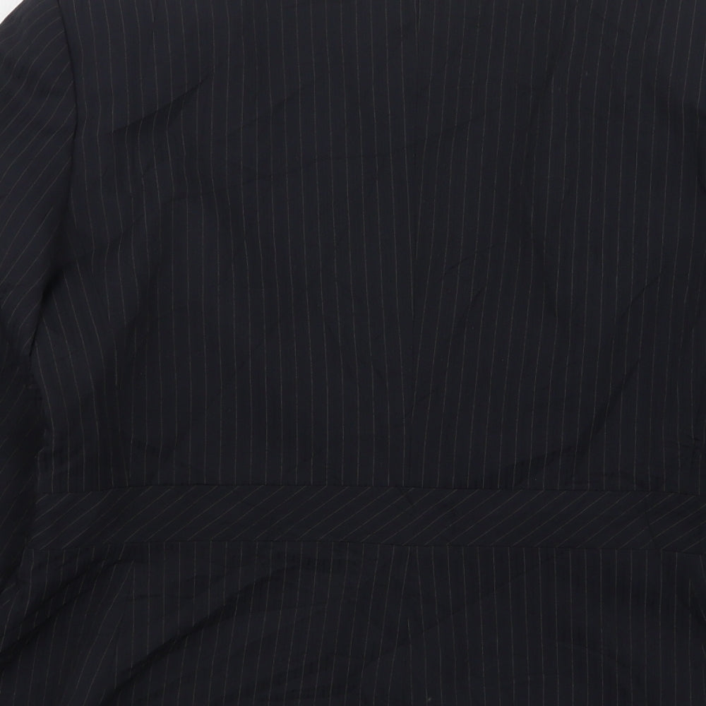 F&F Womens Black Striped Polyester Jacket Suit Jacket Size 14