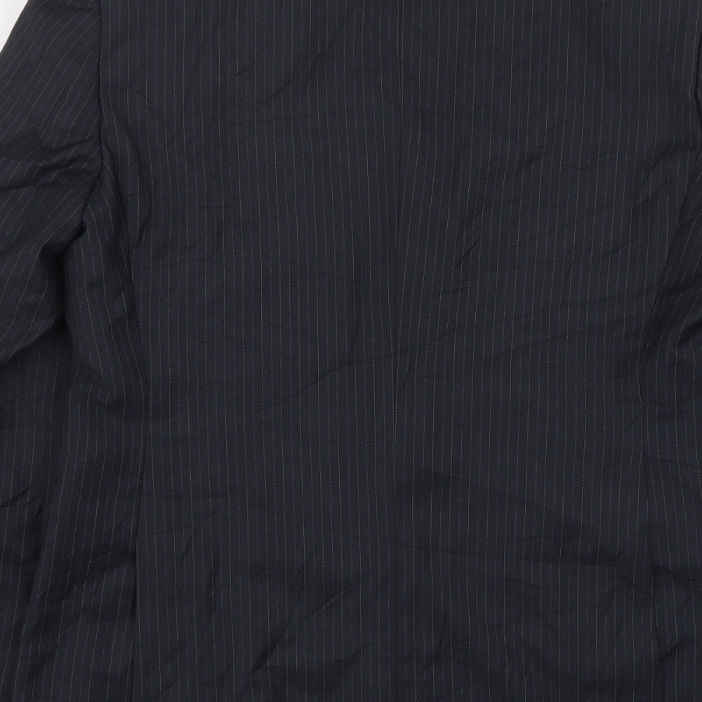 George Mens Black Striped Polyester Jacket Suit Jacket Size 38