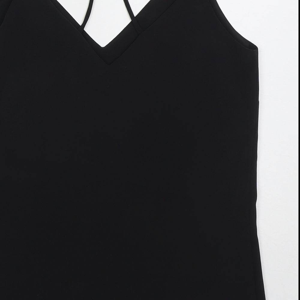 F&F Womens Black Polyester Basic Tank Size 6 V-Neck