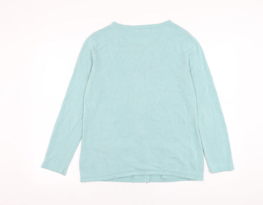 Damart Womens Blue Round Neck Acrylic Cardigan Jumper Size 10