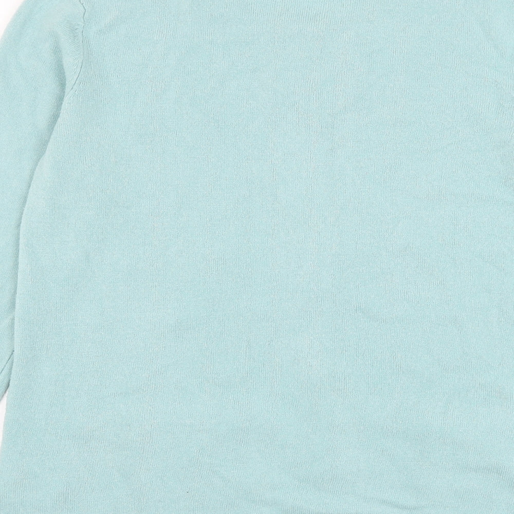 Damart Womens Blue Round Neck Acrylic Cardigan Jumper Size 10