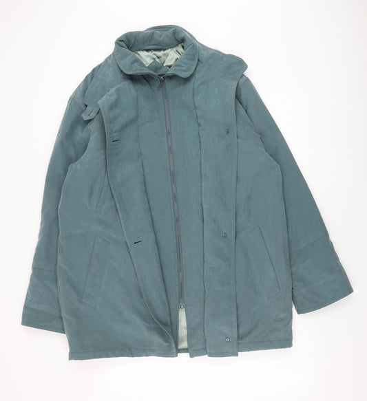 BHS Womens Blue Parka Coat Size 16 Zip