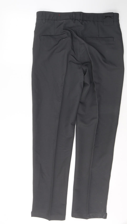 Slazenger Mens Grey Polyester Trousers Size 32 L29 in Slim Button