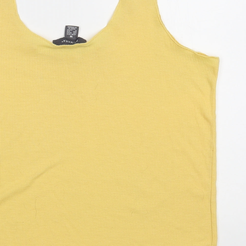 Primark Womens Yellow Polyester Basic Tank Size 12 Scoop Neck