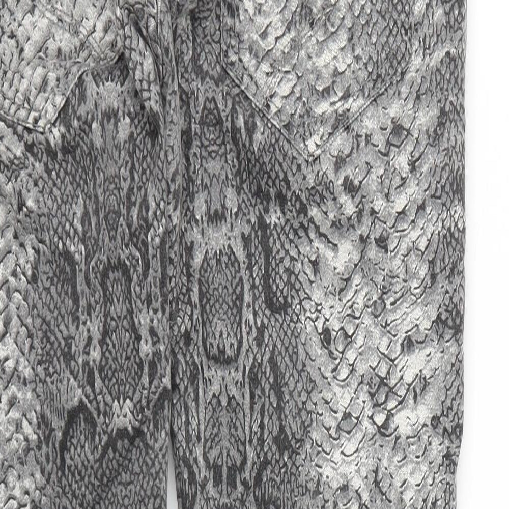Place Du Jour Womens Grey Animal Print Cotton Straight Jeans Size 10 L27 in Regular Button