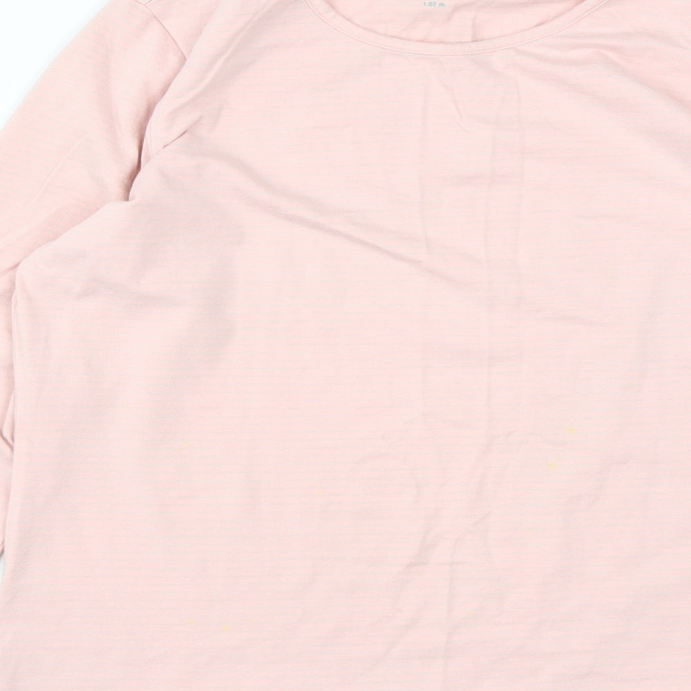 TeamSpiriy Womens Pink Striped Cotton Basic T-Shirt Size 2XL Round Neck