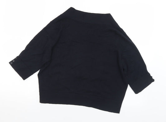 BHS Womens Black V-Neck Viscose Cardigan Jumper Size 14